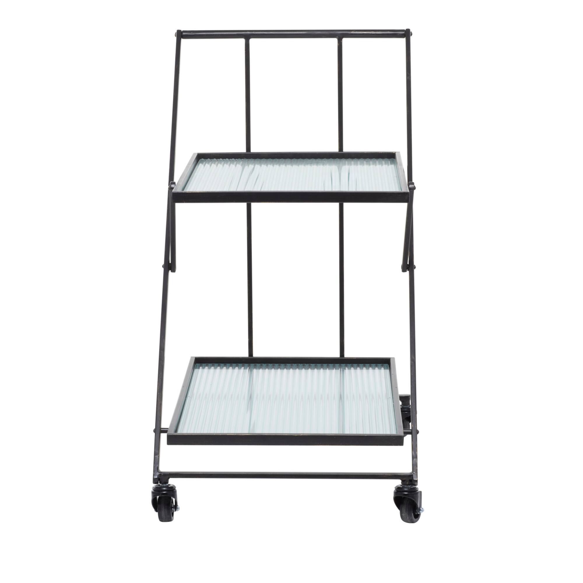Black Iron Industrial Bar Cart, 32" x 25" x 18"